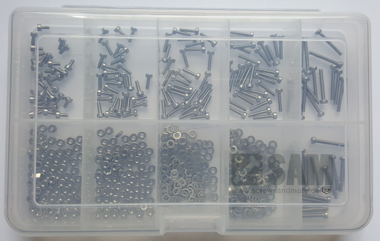 M2,5 cap screws setbox 600 pcs ISO 14579 A2