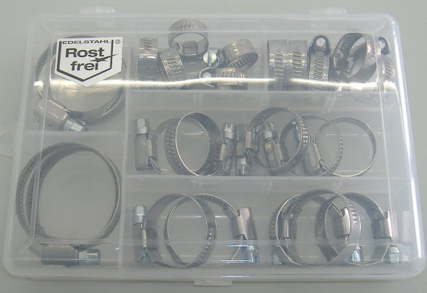 Hose clamps set DIN 3017 A2 24 pcs / 9mm