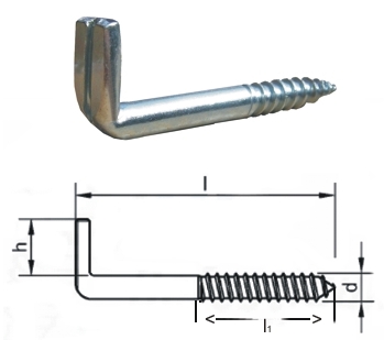 5 Screw hooks slotted A2 5,2X65