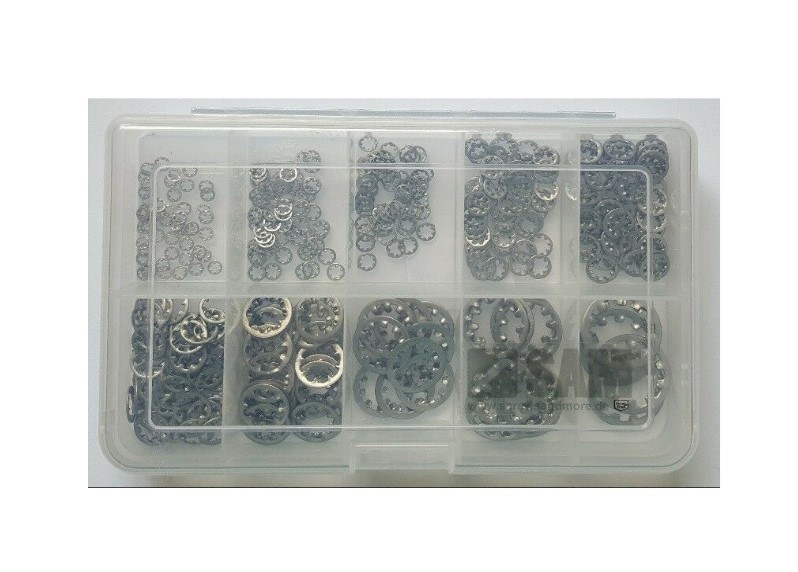 Toothed lock washers DIN 6797 form J kit 350 pcs stainless steel
