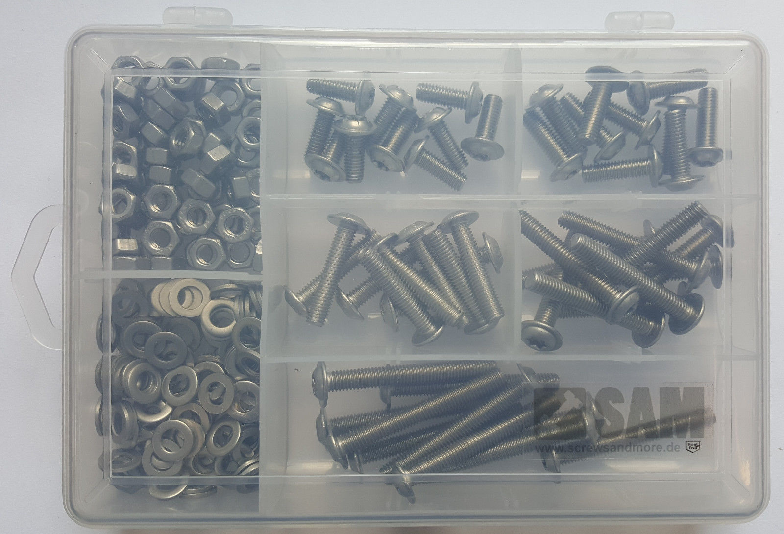 M6 Torx button head screws Set 200 Teile ISO 7380 flanged A2